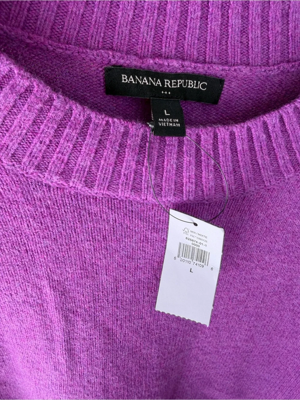 Banana Republic Purple Cotton Wool Blend Crewneck Sweater Size L